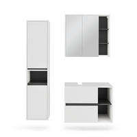 SADA KOUPELNOVÉHO NÁBYTKU Viola Bílá/šedá - bílá/šedá, kompozitní dřevo (80/60/46cm) - Vicco