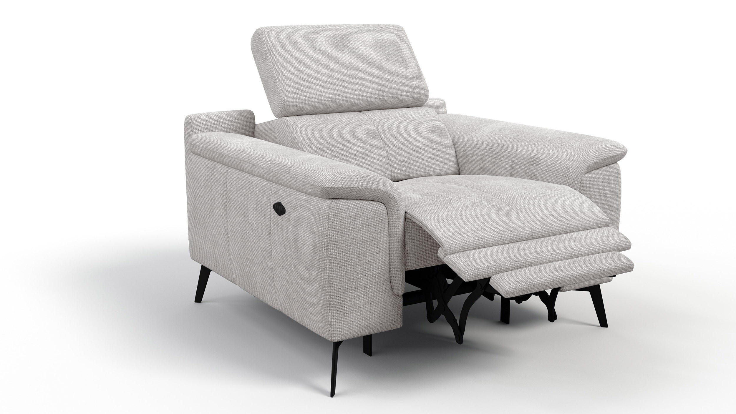 SESSEL FIERO mit Relaxfunktion, creme - Creme/Schwarz, Holzwerkstoff/Textil (114/82/103cm) - Courtois Laville