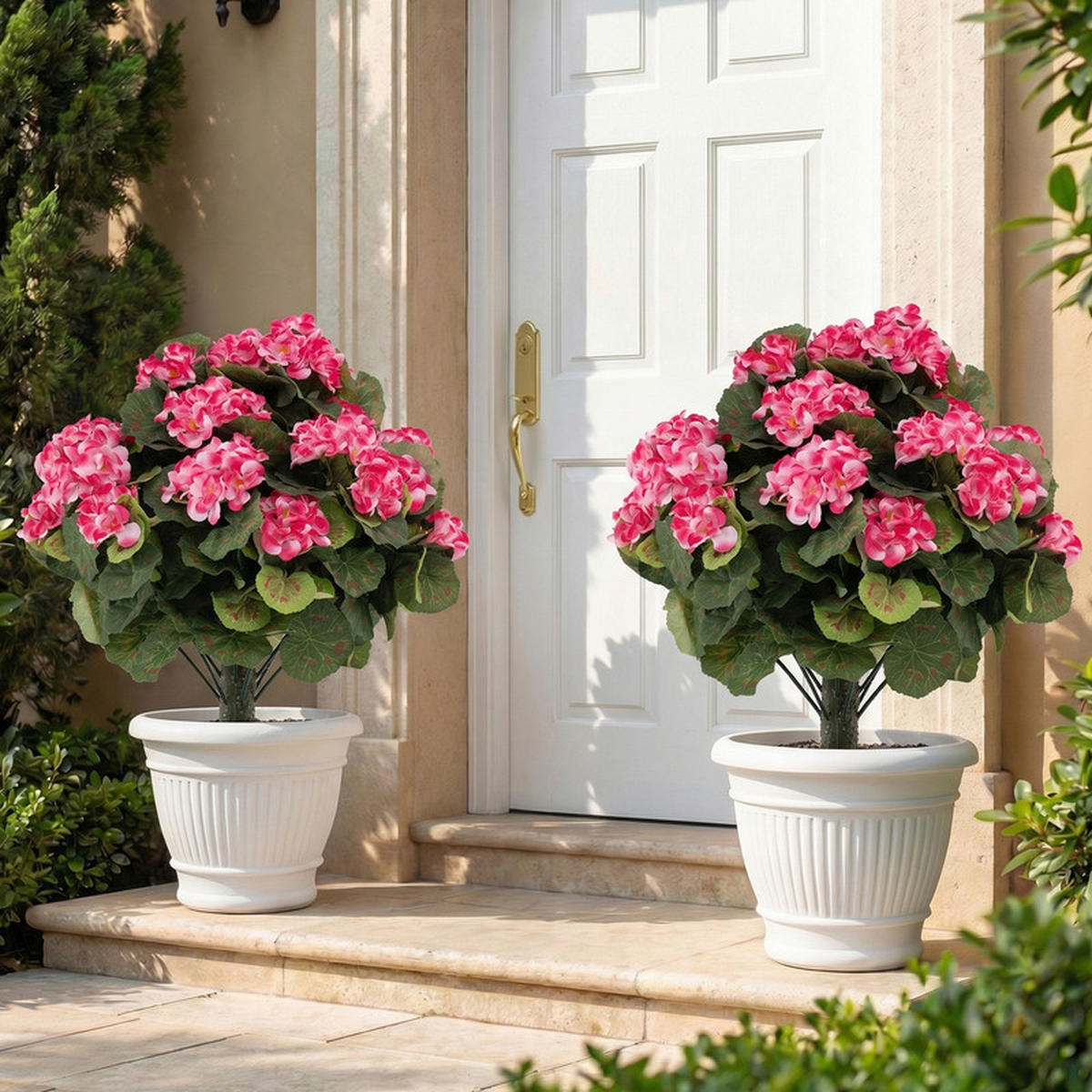 KÜNSTLICHE GERANIEN hochrealistisch rosa(2er-Set) - Pink, Kunststoff (57cm) - COSTWAY