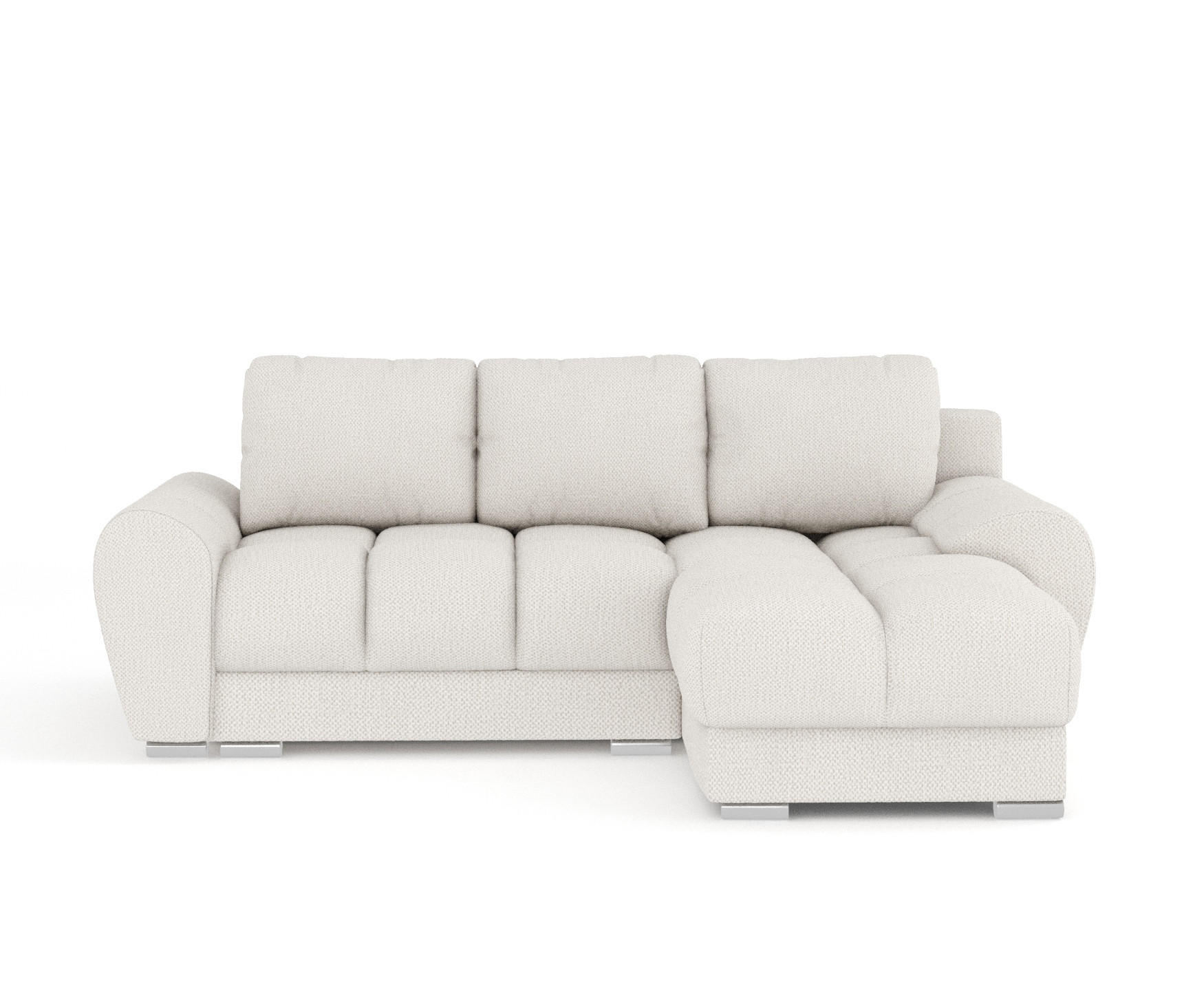 ECKSOFA MIT SCHLAFFUNKTION Peebles Beige Chenille-Stoff - Chromfarben/Beige, Holz/Holzwerkstoff (256/175cm) - Maison de Reve