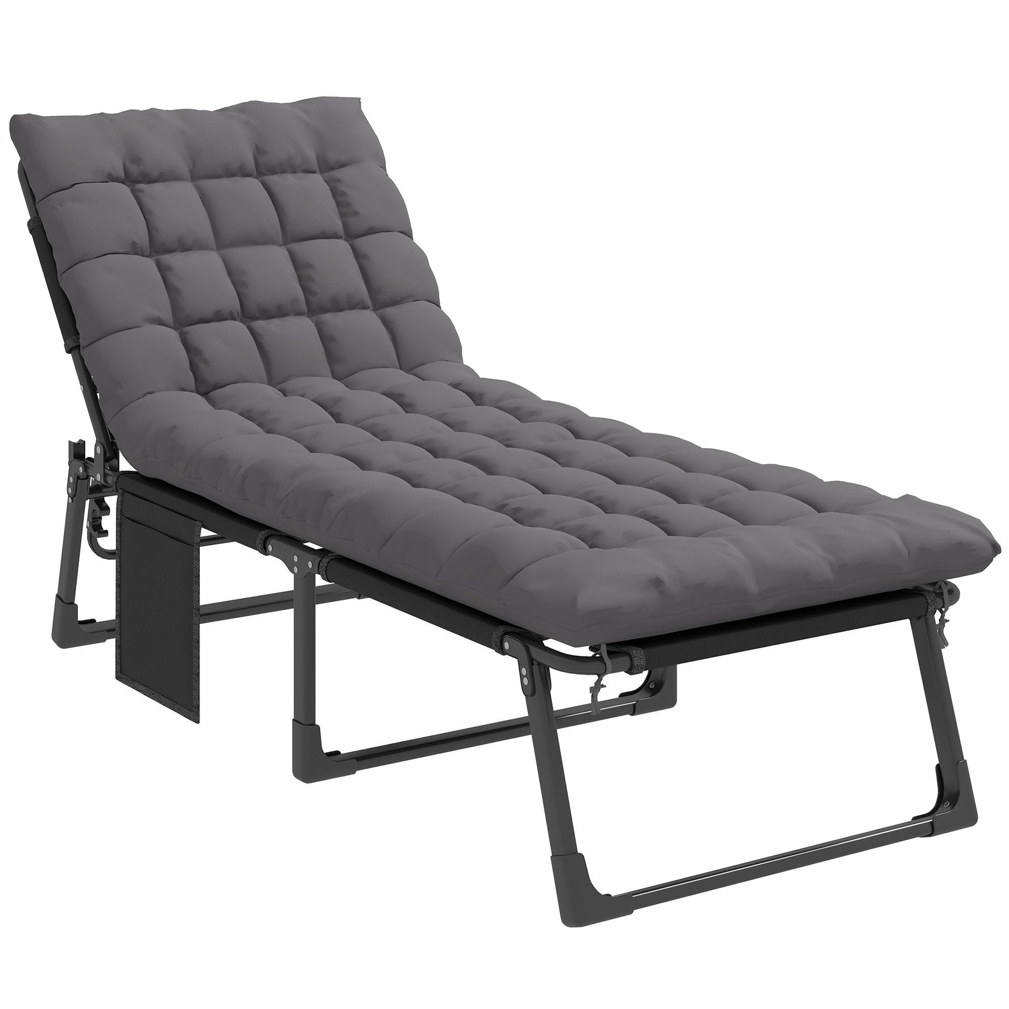 SONNENLIEGE Stahl Netzstoff Dunkelgrau - Dunkelgrau, Textil/Metall (68/34/190cm) - Outsunny