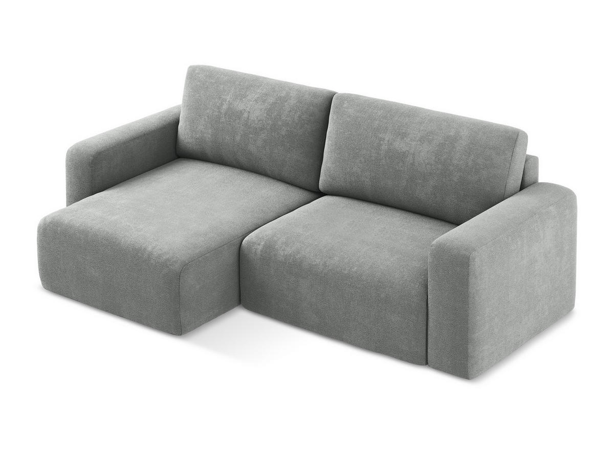 ECKSOFA mit Schlaffunktion links Chenille Stoff Grau - Blau/Schwarz, Kunststoff/Textil (149/244cm) - Makamii