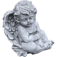 STEINFIGUR sitzendes Engelchen Engel Steinguss frostfest wetterfest - Grau, Stein (15/17/12cm) - stoneandstyle