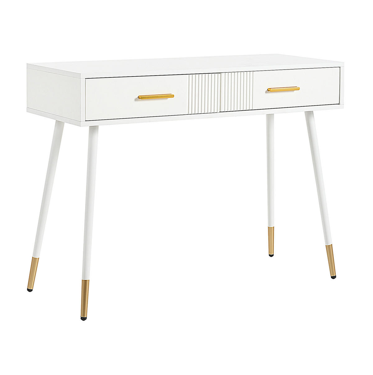 SCHMINKTISCH 100/40/76 cm Weiß mit 2 Schubladen und Metallfüßen - Weiß, Holzwerkstoff (100/40/76cm) - OKWISH