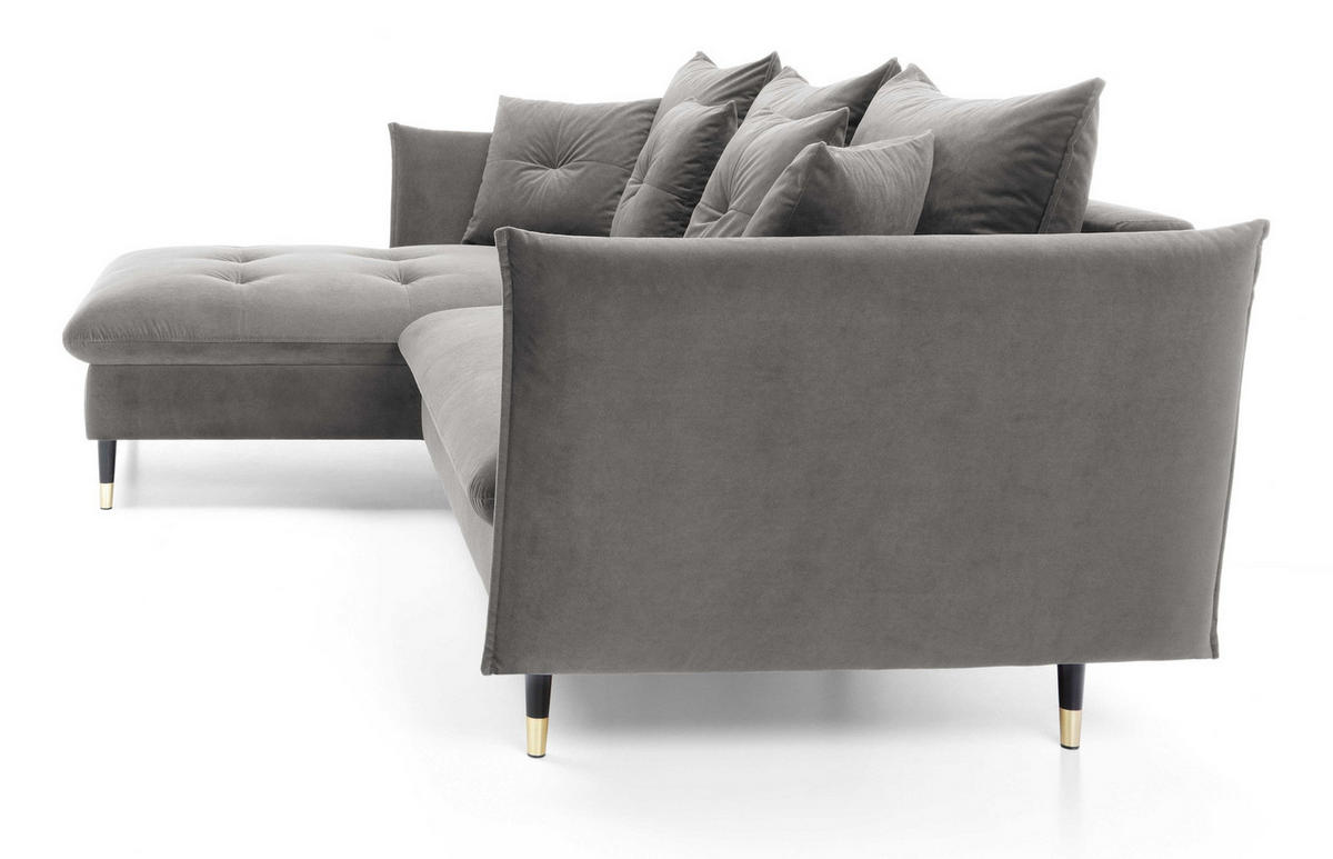 ECKSOFA 260 cm Sagir mit Schalffunktion, Bettkasten, Links - Grau - Schwarz/Grau, Holz (167/258cm) - Emporius
