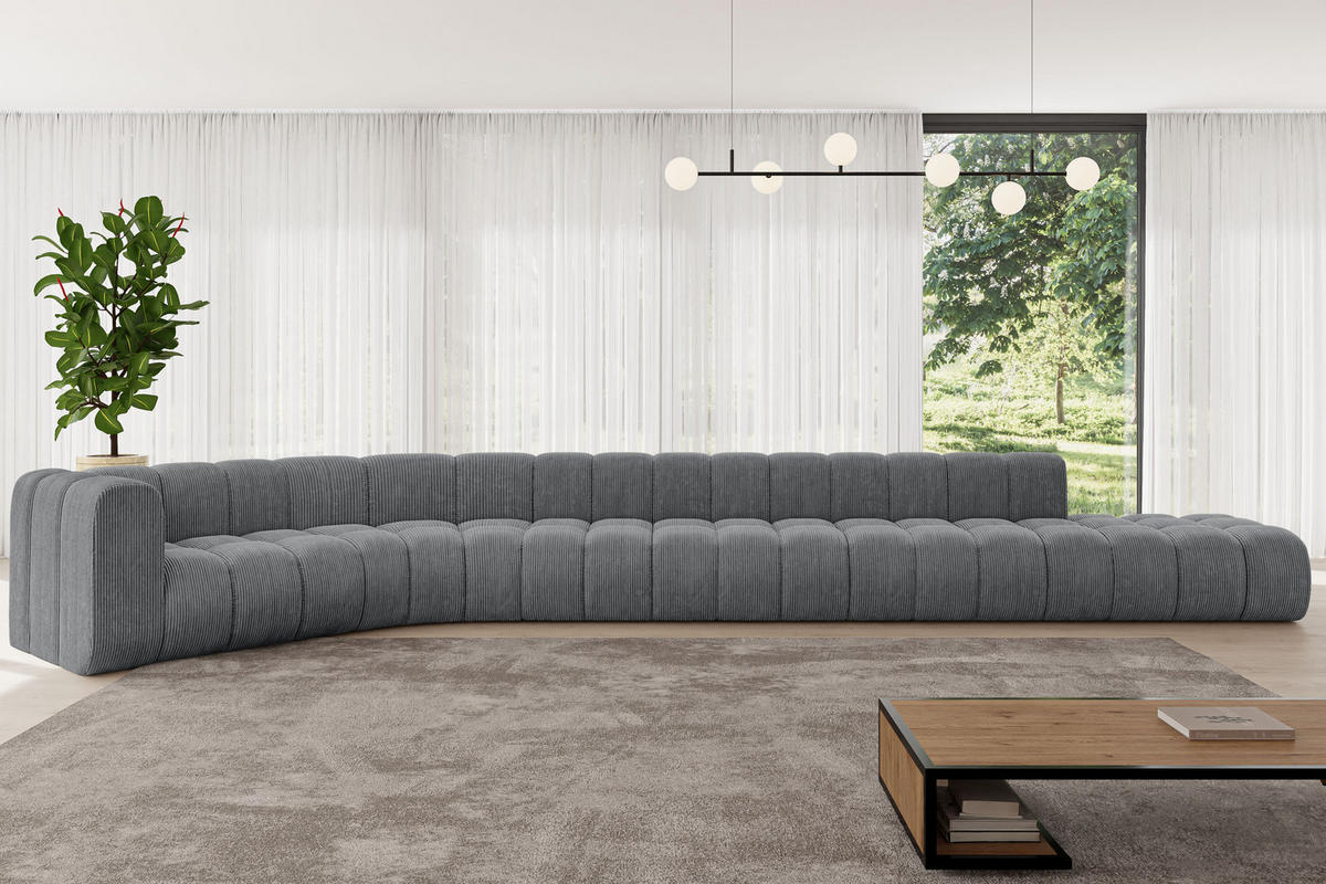 ECKSOFA modulares Sofa Tilmo-L3 - 581x194x70 cm Dunkelgrau - Dunkelgrau, Holzwerkstoff/Textil (581/194cm) - ALTDECOR