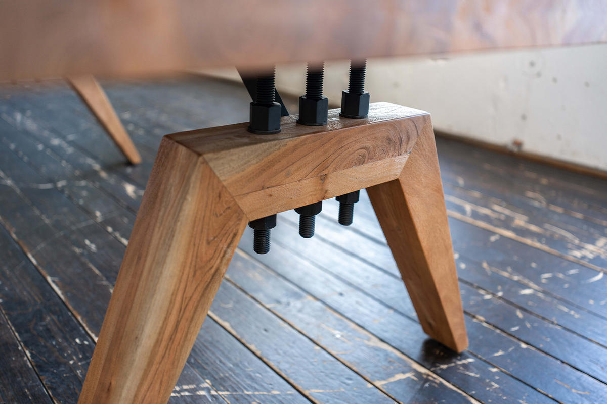 ESSTISCH MIT GERADER KANTE WOODY Braun Akazie - Schwarz/Braun, Akazienholz/Holz (280/100/78cm) - KAWOLA