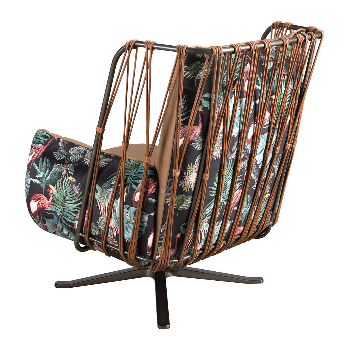 DREHSESSEL Braun Stahl abgedunkelt 90/92/102 cm - Braun, Leder/Metall (90/102/92cm) - ANGEL CERDA