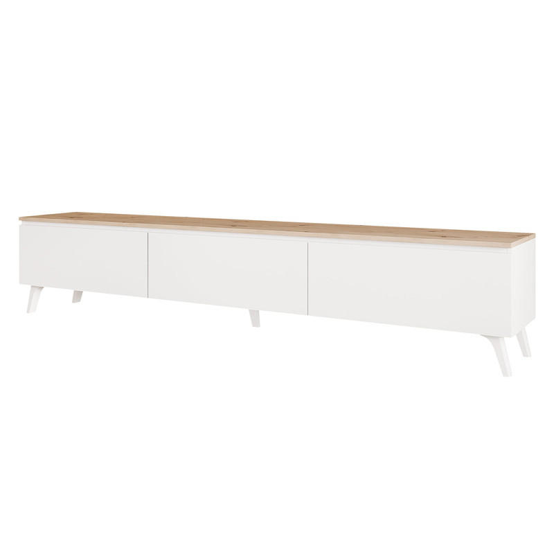 TV-LOWBOARD SELIA 200 cm Weiß / Handgefertigte Eiche - Weiß, Holzwerkstoff/Kunststoff (200/40.5/35cm) - Idohome