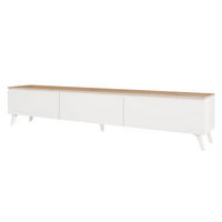 TV-LOWBOARD SELIA mit LED-Beleuchtung, 200 cm Weiß / Handgefertigte Eiche - Weiß, Holzwerkstoff/Kunststoff (200/40.5/35cm) - Idohome