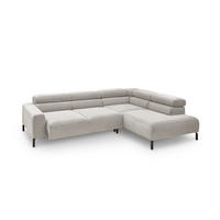 ECKSOFA MIT MOTORISCHEM SITZVORZUG DELIA Silber Cord - Silberfarben/Schwarz, Textil/Metall (276/219cm) - KAWOLA