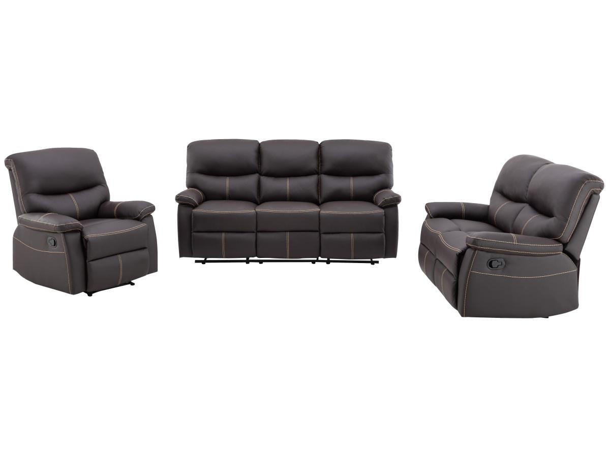 COUCHGARNITUR Relax 3+2+1 - Kunstleder - Braun - CANBY - Braun, Leder (90/95/183cm) - Vente-Unique