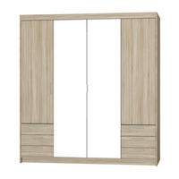 DREHTÜRENSCHRANK ELENORA 176,3/190,5/53cm 4-türig mit Spiegel Sonoma Eiche - Sonoma Eiche, Holzwerkstoff (176.3/190.5/53cm) - MASSENO
