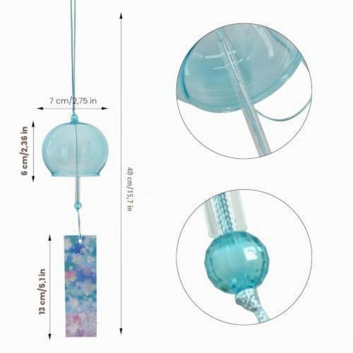 WINDSPIEL 6-teiliges Set buntes Glas handgefertigt - Multicolor, Glas (40/7/6cm)