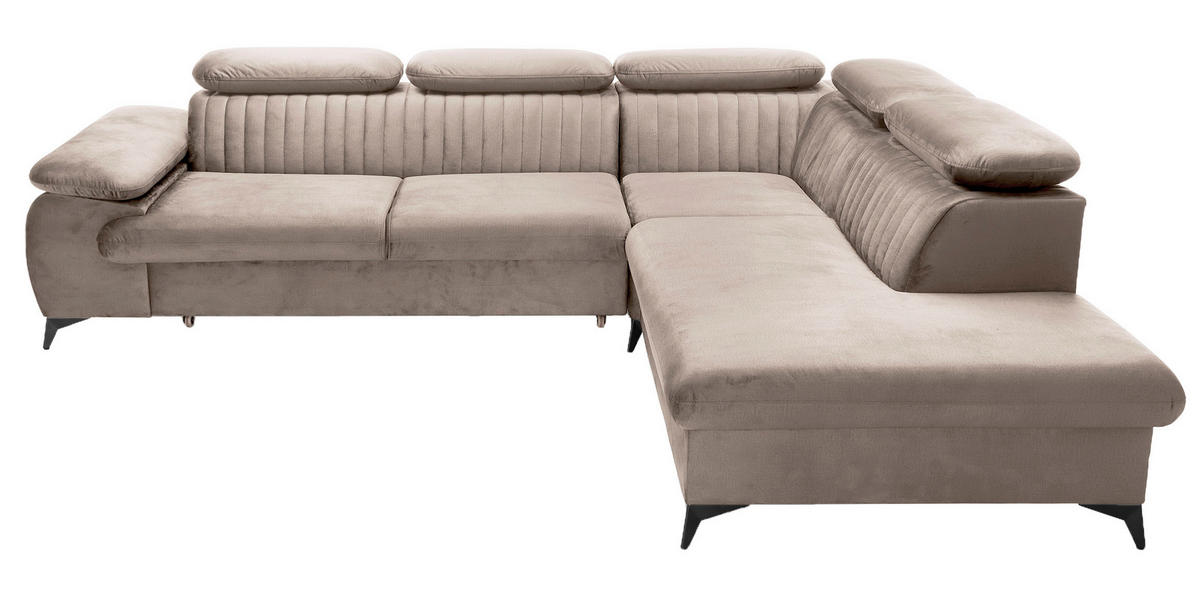 ECKSOFA 275 cm mit verstellbaren Kopfstützen Xanto L, Rechts, Hellbraun - Hellbraun, Holz (221/275cm) - Emporius