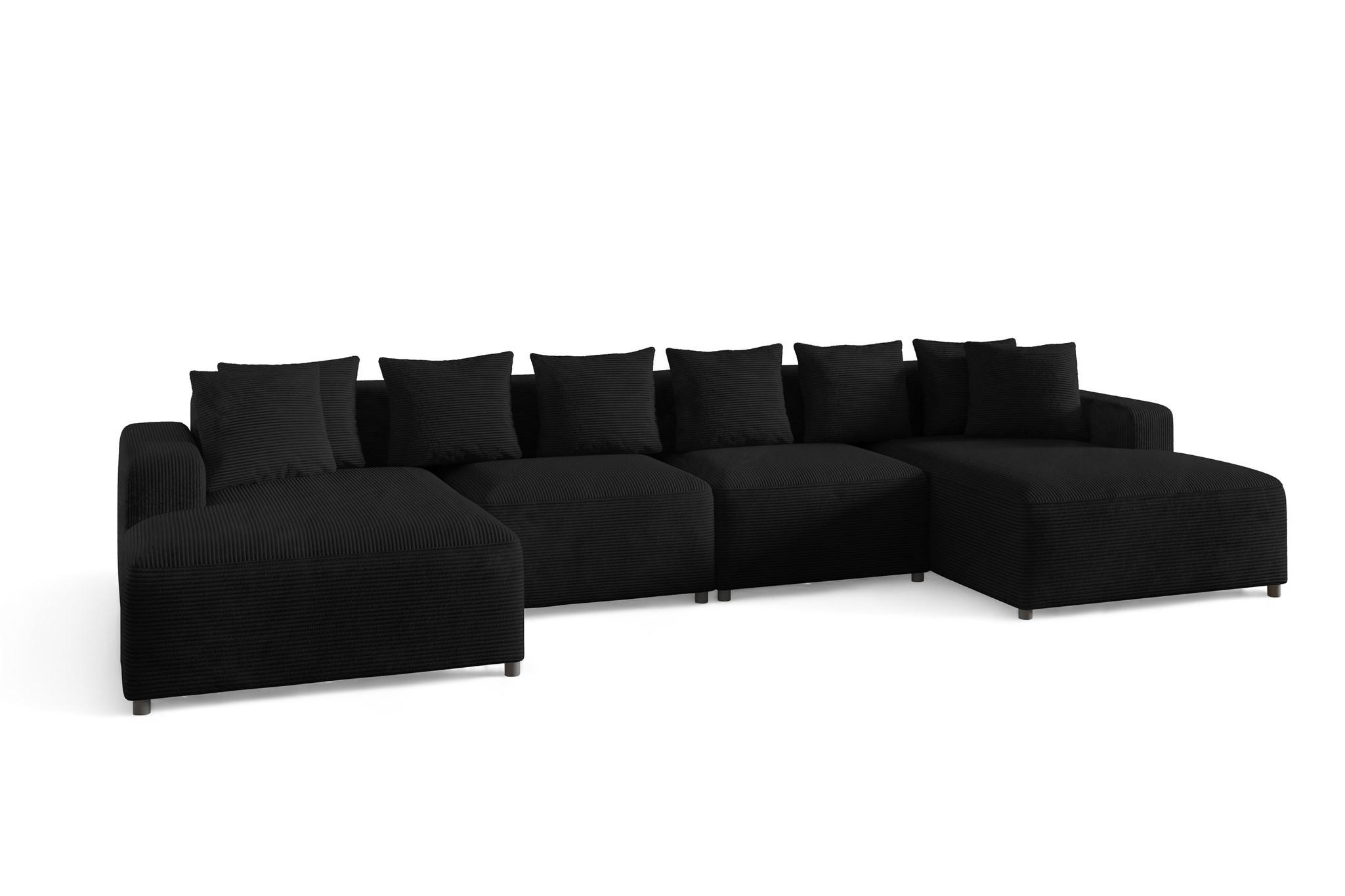 WOHNLANDSCHAFT Megan In Poso - Schwarz, Holzwerkstoff/Textil (426/75/75cm) - Fun Möbel