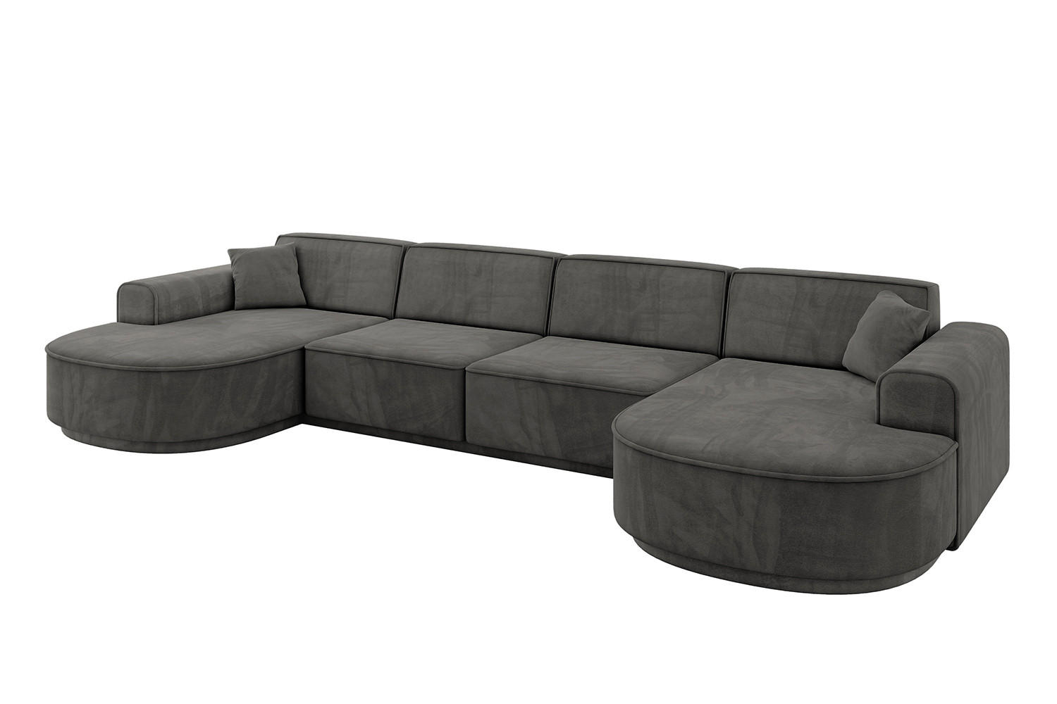 WOHNLANDSCHAFT MARI-U2-v3 - 388x171x83 cm Dunkelgrau Velours - Dunkelgrau/Schwarz, Holzwerkstoff/Kunststoff (388/83/171cm) - ALTDECOR