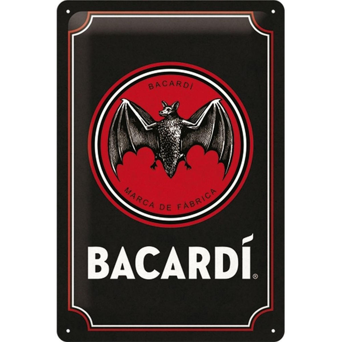 BLECHSCHILD 20/30 cm Bacardi Bacardi Logo Black - Multicolor, Metall (20/30/0.2cm) - Nostalgic-Art