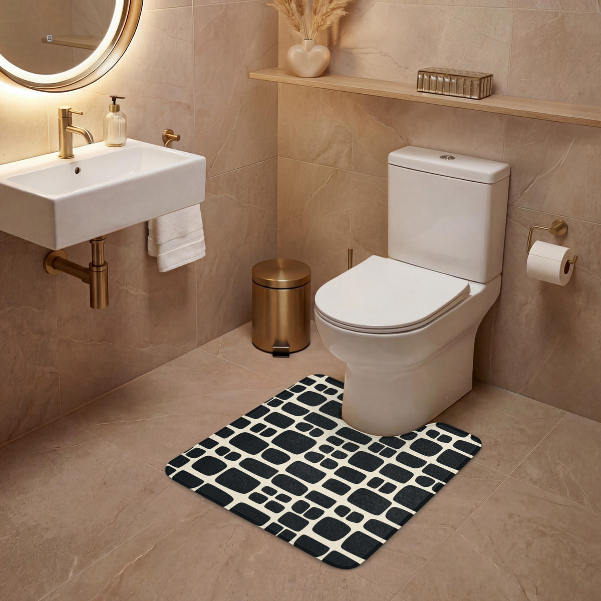 WC PŘEDLOŽKA Moderní - organické - černé 55x60 cm - antracitová, textil/plast (55/1cm) - OnlyWow