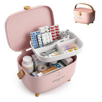MEDIKAMENTENBOX Rosa Kunststoff 3 Fächer - Rosa, Kunststoff (28/18/20cm) - Relaxdays