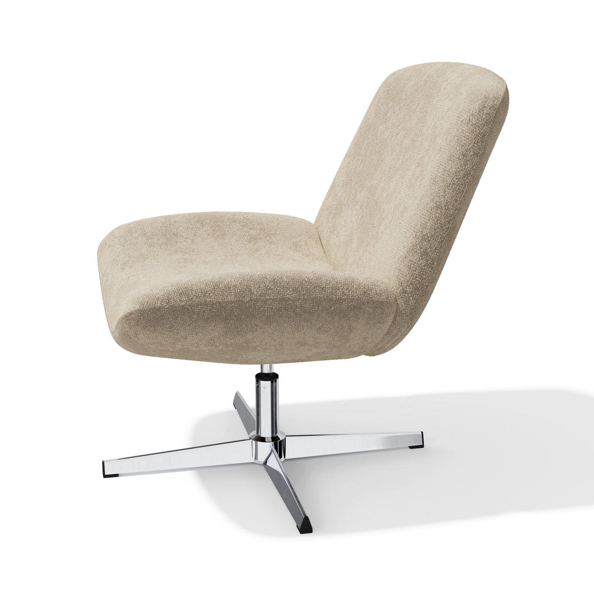 DREHSESSEL ABY Strukturierter Samt Beige 66cm - Beige, Textil (66/81/74cm) - Premium Interiors