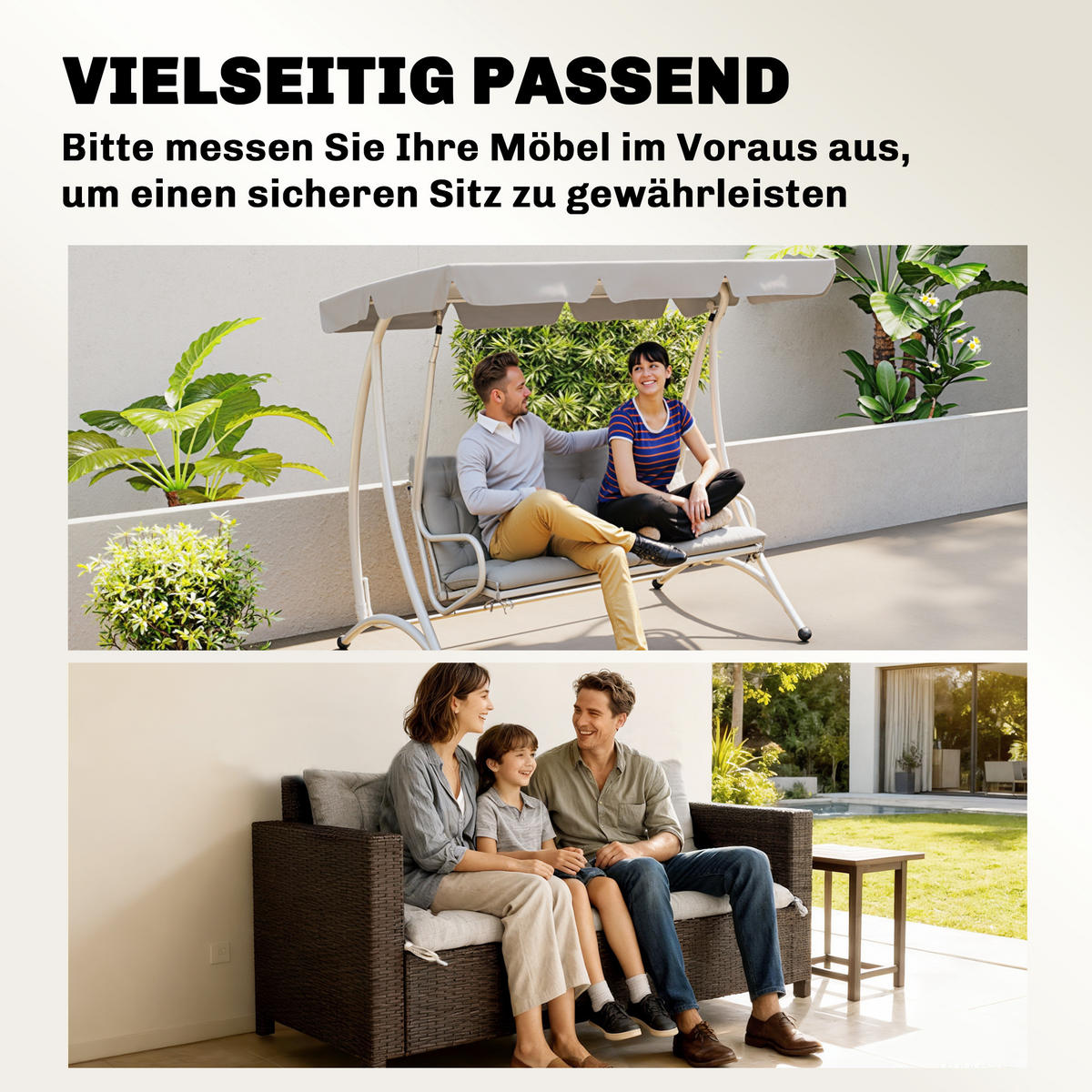 BANKAUFLAGE 3 Sitzer 150x 98 x 8 cm - Hellgrau, Kunststoff (98/8/150cm) - Outsunny