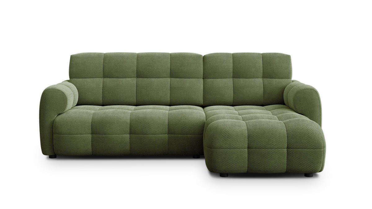 ECKSOFA MELLOW 3-Sitzer, olive - Schwarz/Grün, Holz/Textil (232/156cm) - Courtois Laville