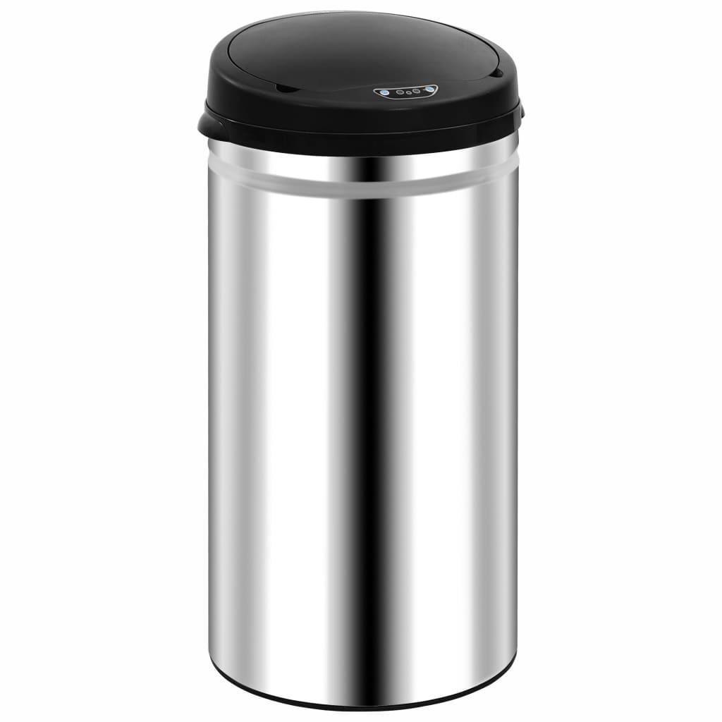 MÜLLEIMER mit Sensor 50L Edelstahl Abfalleimer Automatik - Silberfarben, Metall (30.5/81.5/30.5cm) - DELUKE
