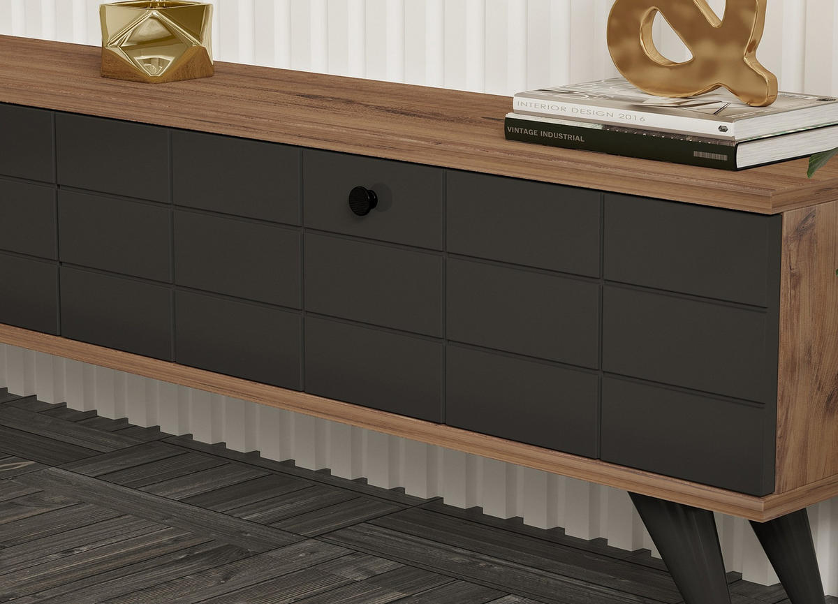 TV-MÖBEL alberi grau anthrazit - Grau, Holz (25/35/160cm) - Habitat Garten