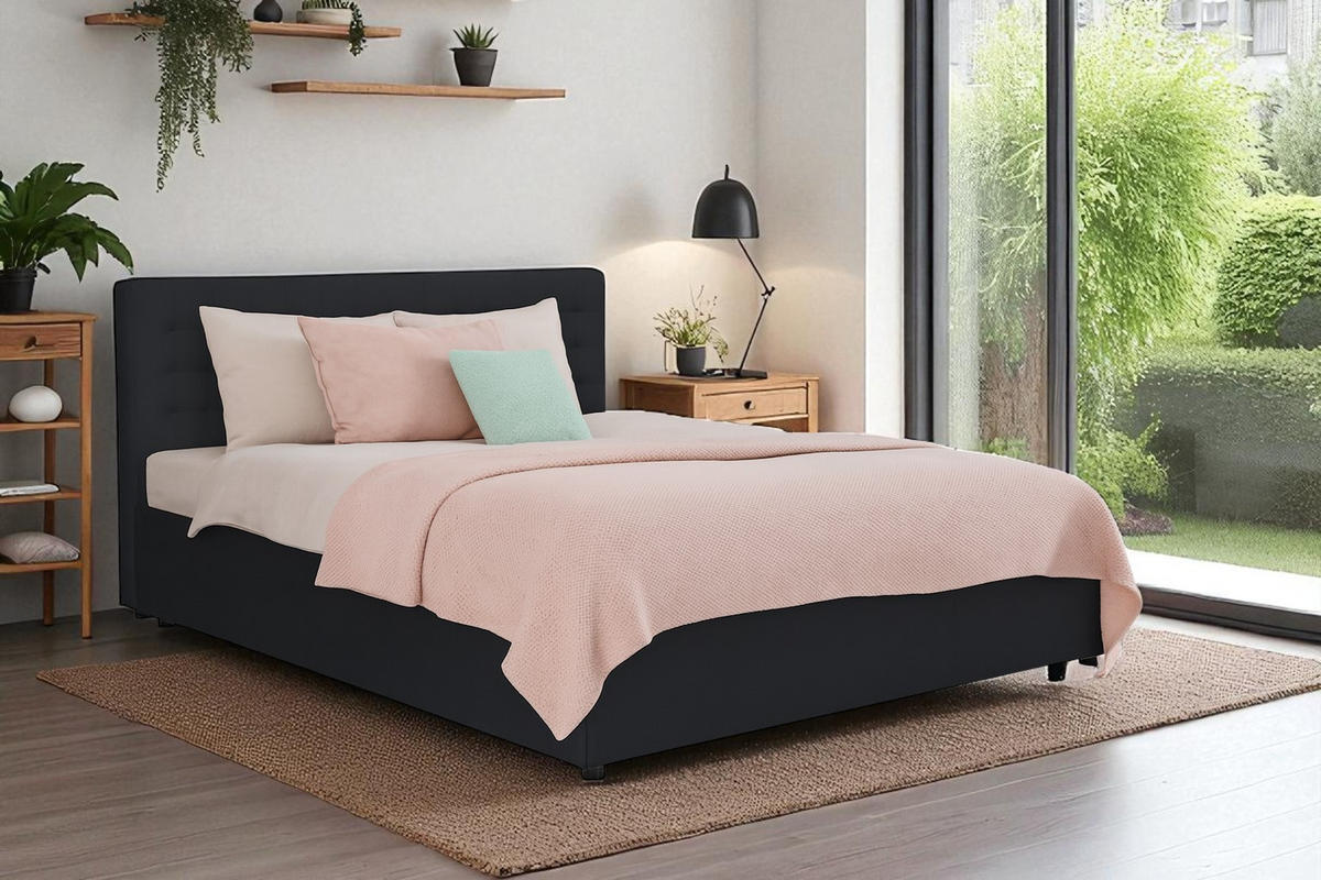 POLSTERBETT mit Bettkasten und Matratze FORTE, Anthrazit, 180x200 cm - Anthrazit, Textil (180/200cm) - KS Home Concept