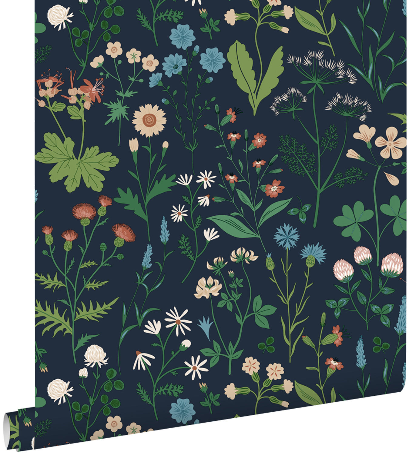 TAPETE Feldblumen 53 cm x 10.05 m - Blau, Papier (53/1000cm) - ESTAhome