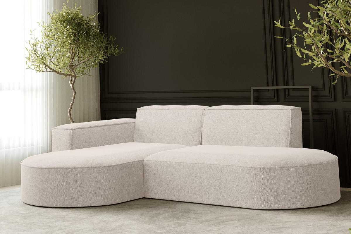 ECKSOFA MODENA L STUDIO Stoff Verita Ecru Links - Ecru, Holz (165/236cm) - Kaiser Möbel