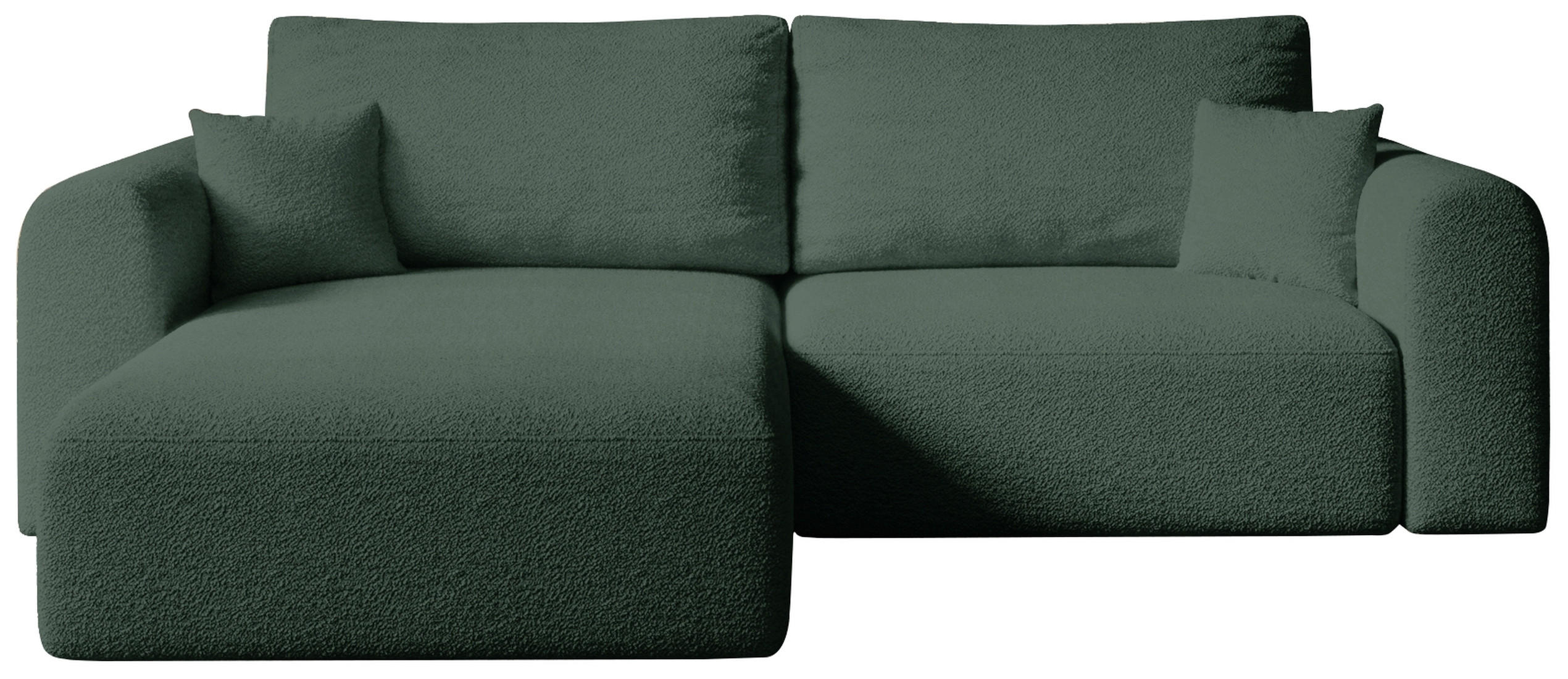 ECKSOFA Kornel mit Schlaffunktion Grün Boucle - Grün, Textil (248/165cm) - Bromarkt