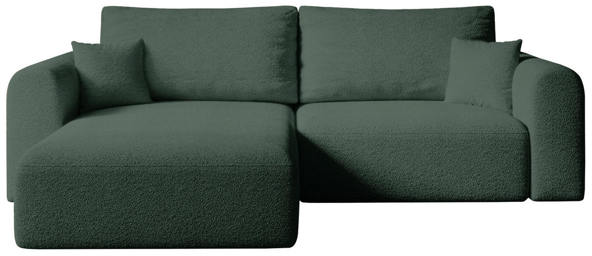 ECKSOFA Kornel mit Schlaffunktion Grün Boucle - Grün, Textil (248/165cm) - Bromarkt