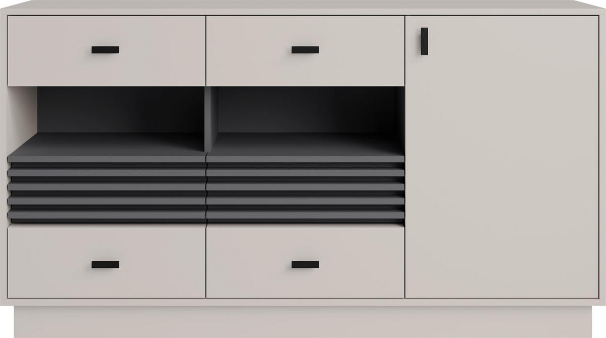 KOMMODE PUNTO 155/85/40cm mit 4 Schubladen 1 Türen Kaschmir - Kaschmir, Holzwerkstoff (155/85/40cm) - MASSENO