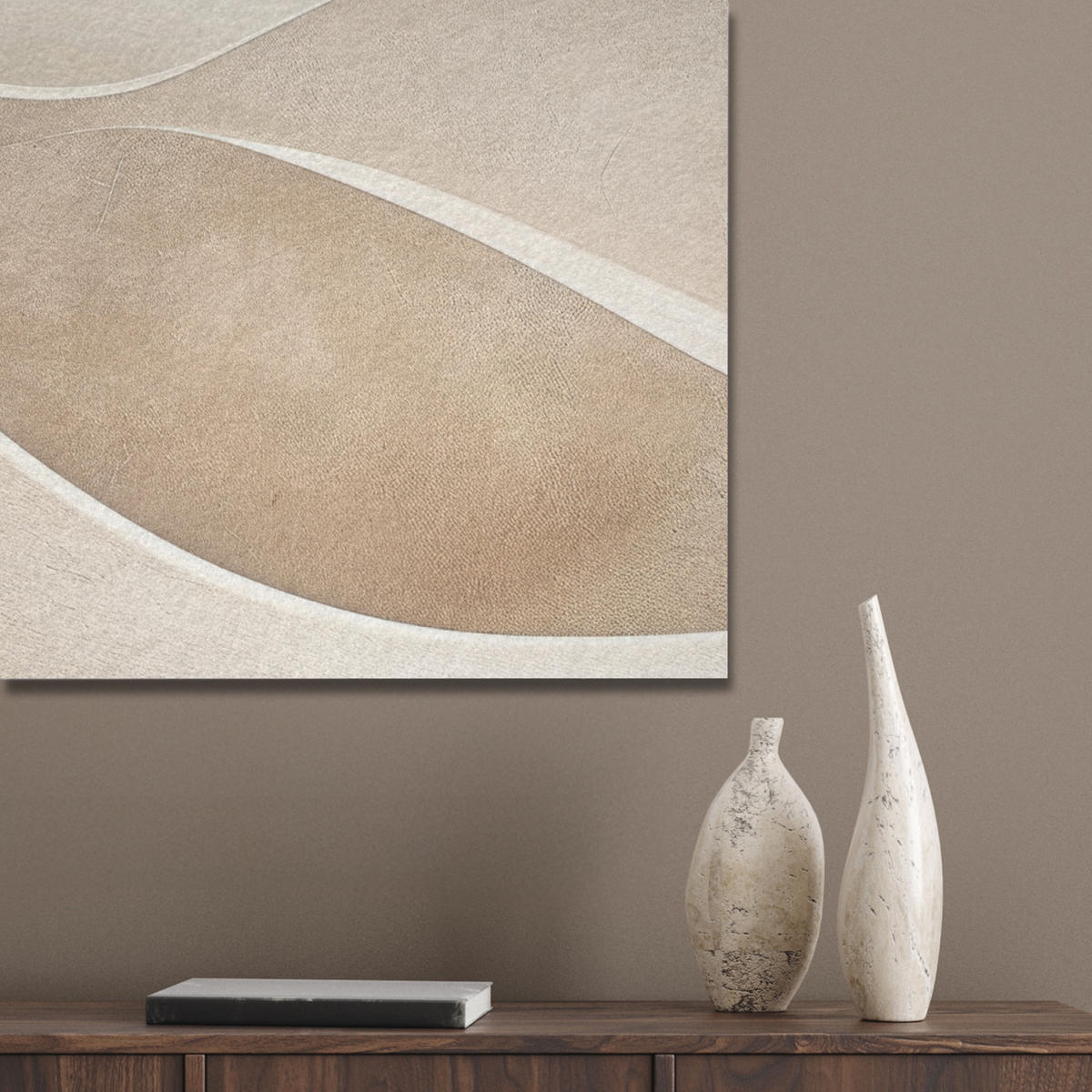 AKUSTIKPANEEL Beige - Natur - Abstrakt - Modern 60x80 cm - Beige, Textil (60/0.9/80cm) - MuchoWow