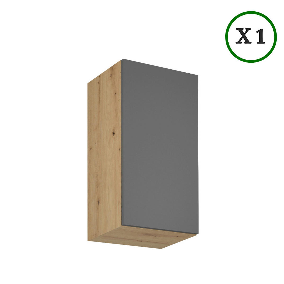 KÜCHENZEILE 240 cm - Langen K25-M240 - in Artisan Eiche/Grau - Eiche Artisan/Grau, Holz/Metall (240/210/47cm)