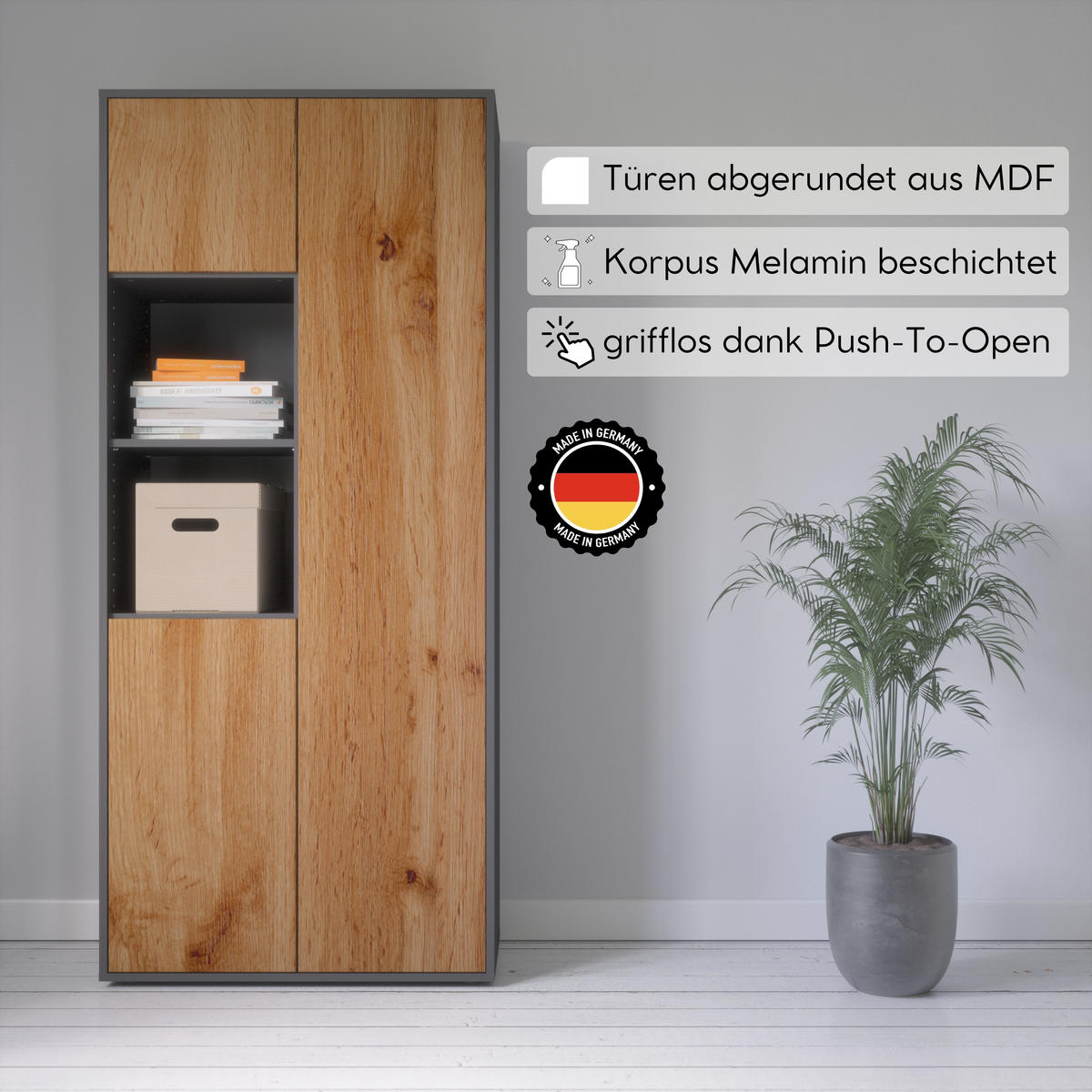 AKTENSCHRANK Amira T20 Eiche Wotan 180/80/40 cm - Eiche Wotan, Holzwerkstoff (80/180/40cm) - SIMPLYFURN