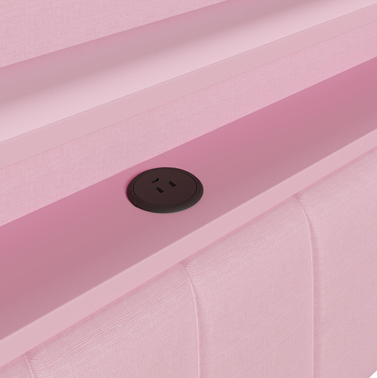 POLSTERBETT 140/200 cm Rosa aus MDF, Sperrholz und Leinen mit Ausziehbett, LED und USB - Rosa, Holzwerkstoff (140/200cm) - OKMYHOME