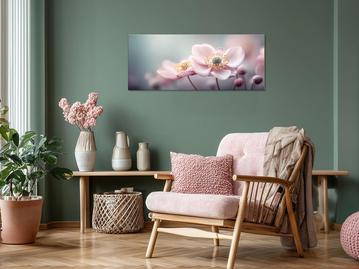 GLASBILD 125x50 cm Blumen rosa - Rosa, Glas (125/50cm) - artissimo