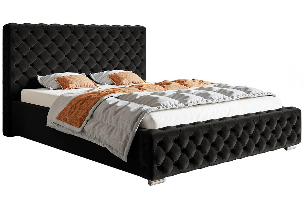 BETT Schwarz BEN 12 Metallrahmen 200x200 cm - Schwarz, Textil (200/200cm) - Sepro Meble