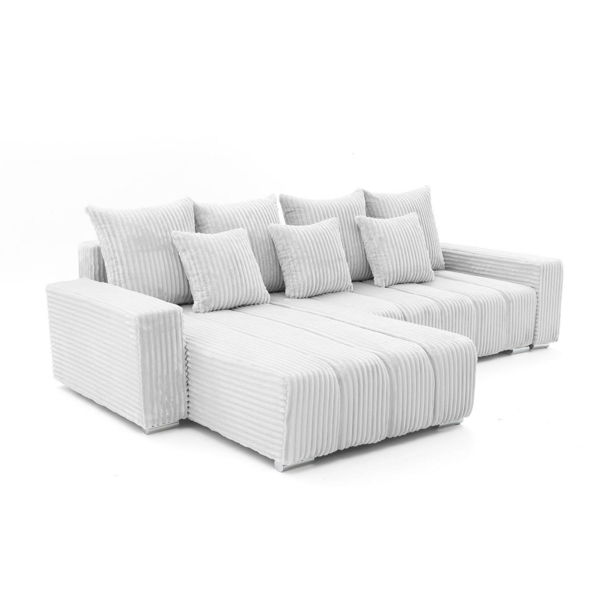 ECKSOFA PIANO L Links mit Schlaffunktion 137x234 Cord Hellgrau - Silberfarben/Hellgrau, Holz/Textil (278/178cm) - Muffo