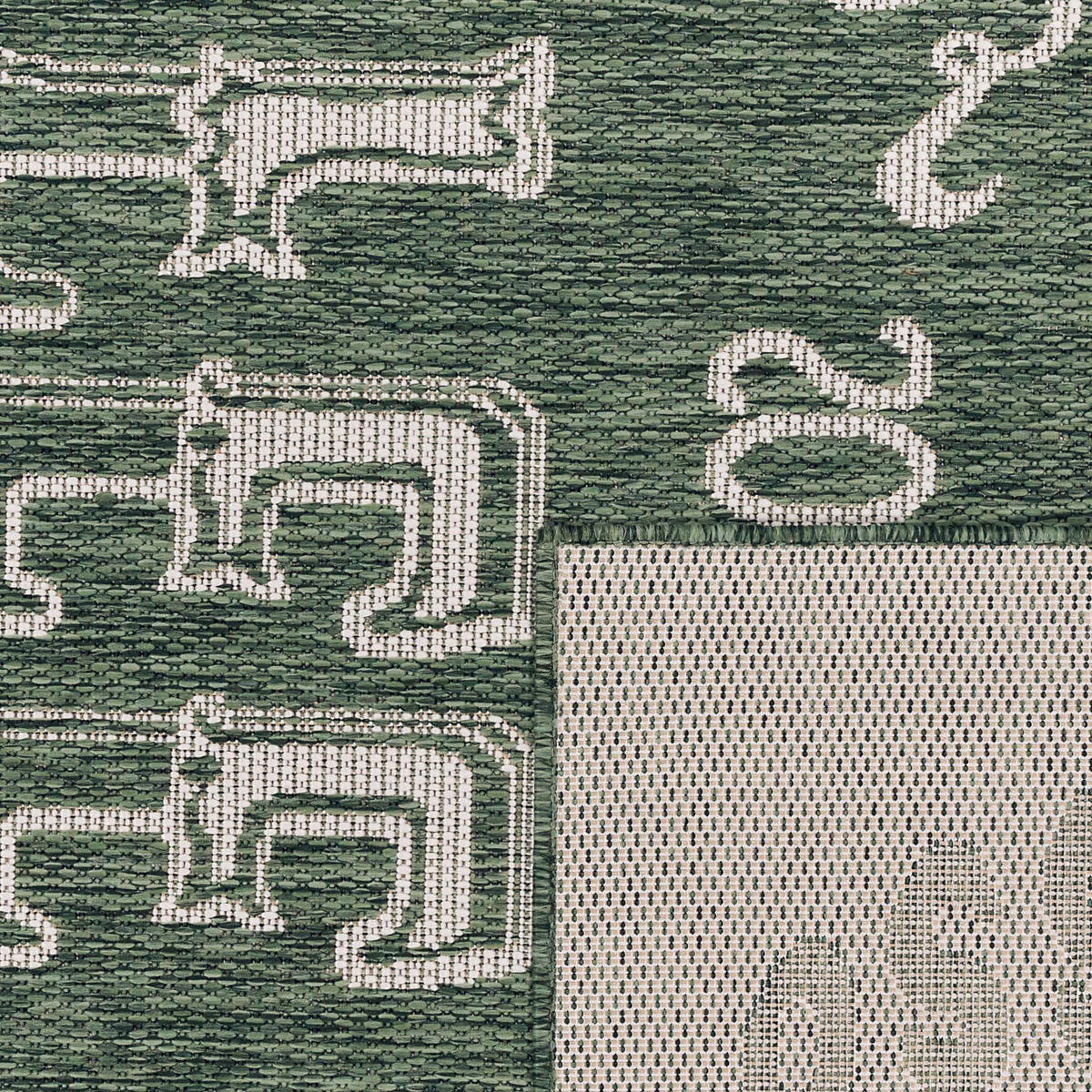 TEPPICH Kurzflor Schriftzug Wohnzimmer schmutzabweisend Grün Läufer 80x150 - Grün, Textil (80/150cm) - KADIMA DESIGN