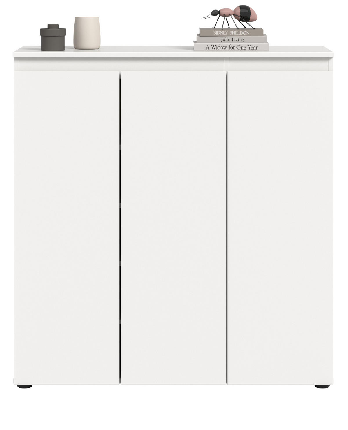 KOMMODE weiß 105 x 11 cm, Anrichte mit 10 Fächern - Schwarz/Weiß, Holzwerkstoff/Kunststoff (105/111/37cm) - Inn.Furn