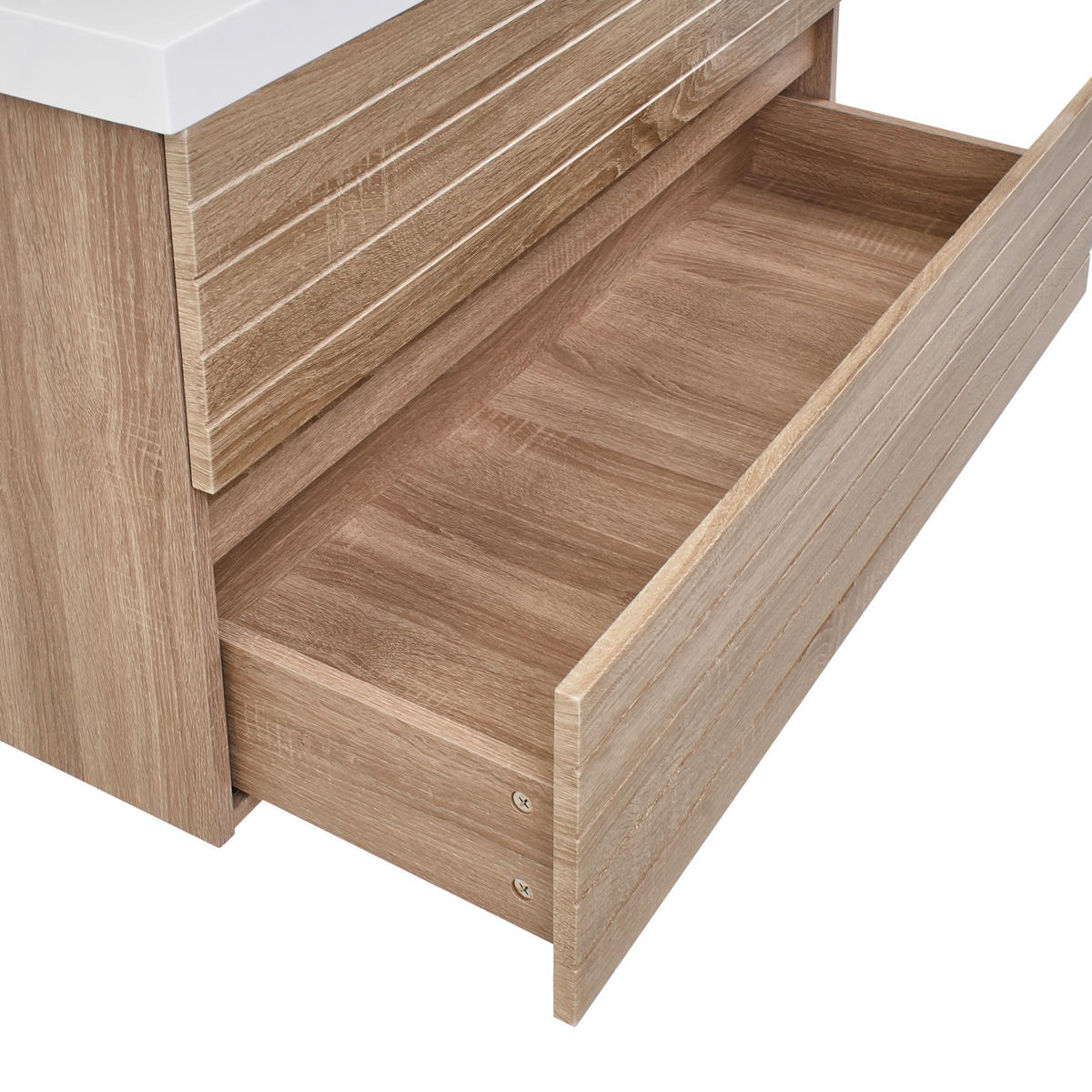WASCHBECKENUNTERSCHRANK wandmontiertk mit Waschbecken Hellbraun Urucu - Hellbraun, Holzwerkstoff (100/55/46cm) - Beliani