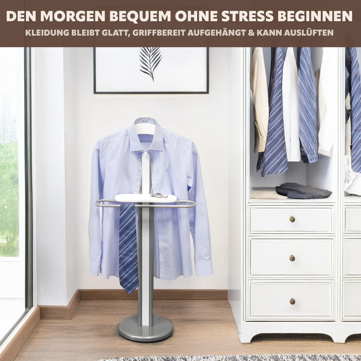 KLEIDERBUTLER, weiß - Hellgrau, Metall (50/108/28cm) - bremermann