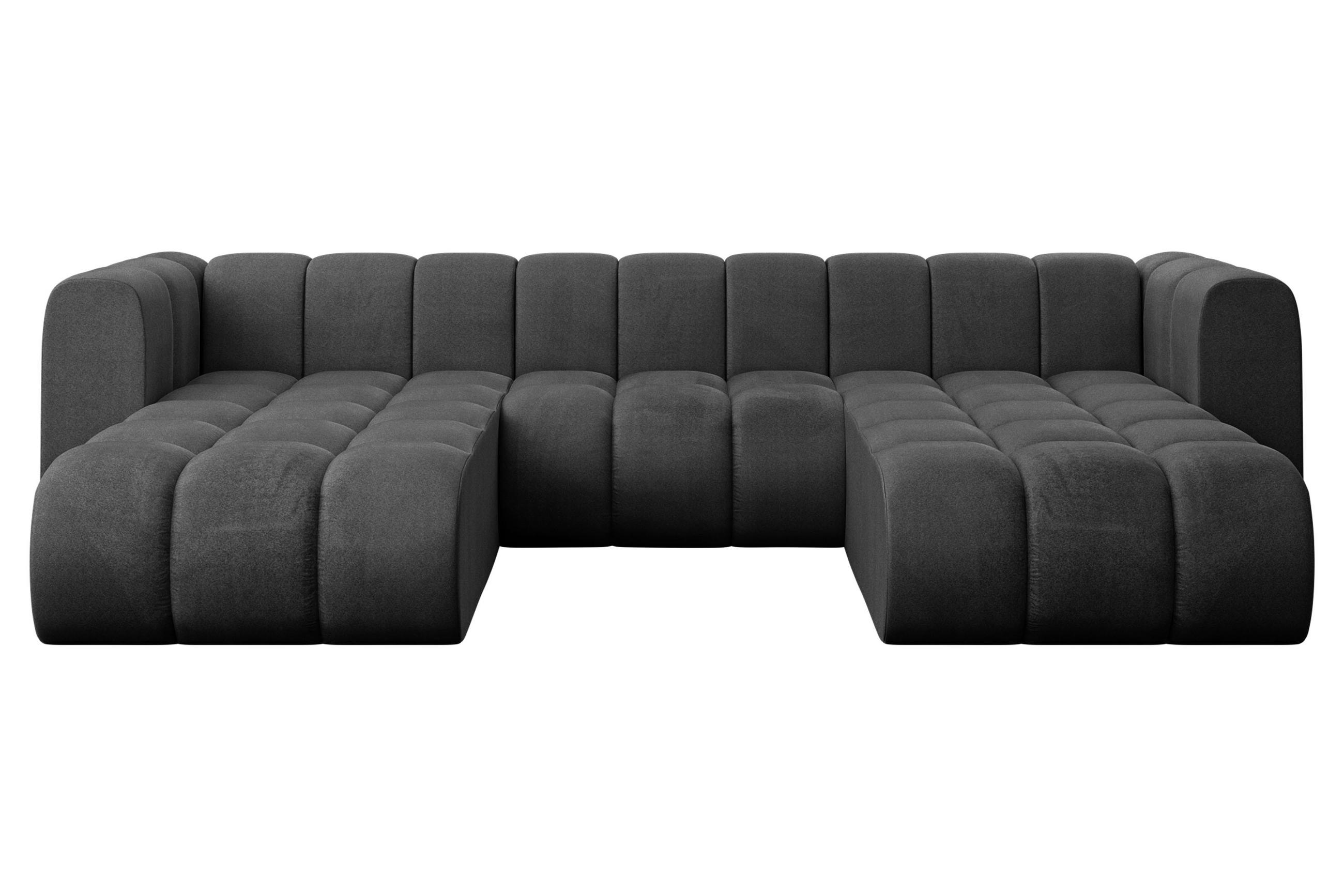 WOHNLANDSCHAFT modulares Sofa Joren-U1 - 319x177x70 cm Schwarz - Schwarz, Holzwerkstoff/Textil (319/70/177cm) - ALTDECOR