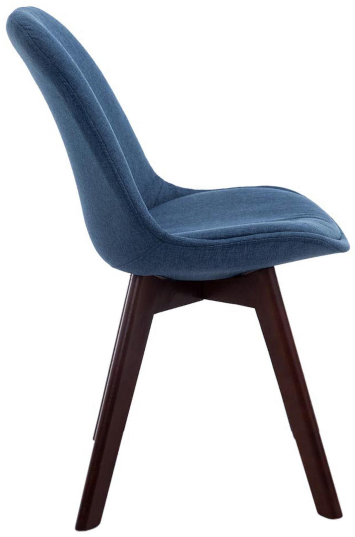 STUHL 4er Set Stoff blau - Blau/Walnussfarben, Holz/Textil (48/84/55cm) - CLP