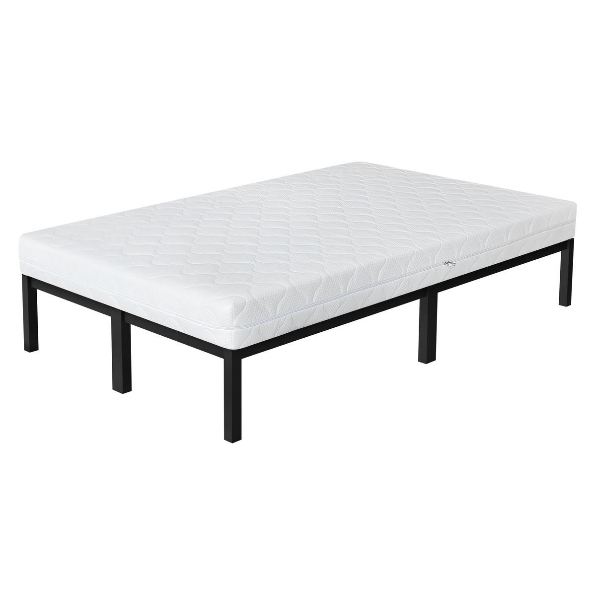 METALLBETT mit MATRATZE 200/120cm - Schwarz, Metall - ML-DESIGN