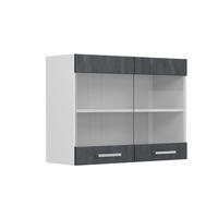 KÜCHENGLASSCHRANK R-Line Schwarz Beton 80 cm - Schwarz/Weiß, Holzwerkstoff (80/60/31cm) - Vicco